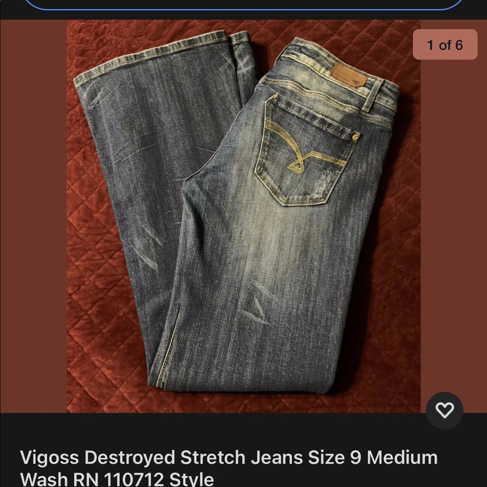VIGOSS destroyed distressed denim boot cut jeans 9